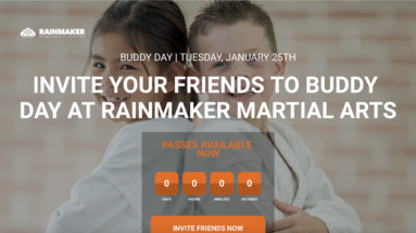 martial arts school buddy day invitation landing page